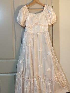 Ivy City Co Cream Puff-Sleeve Tulle Party Dress